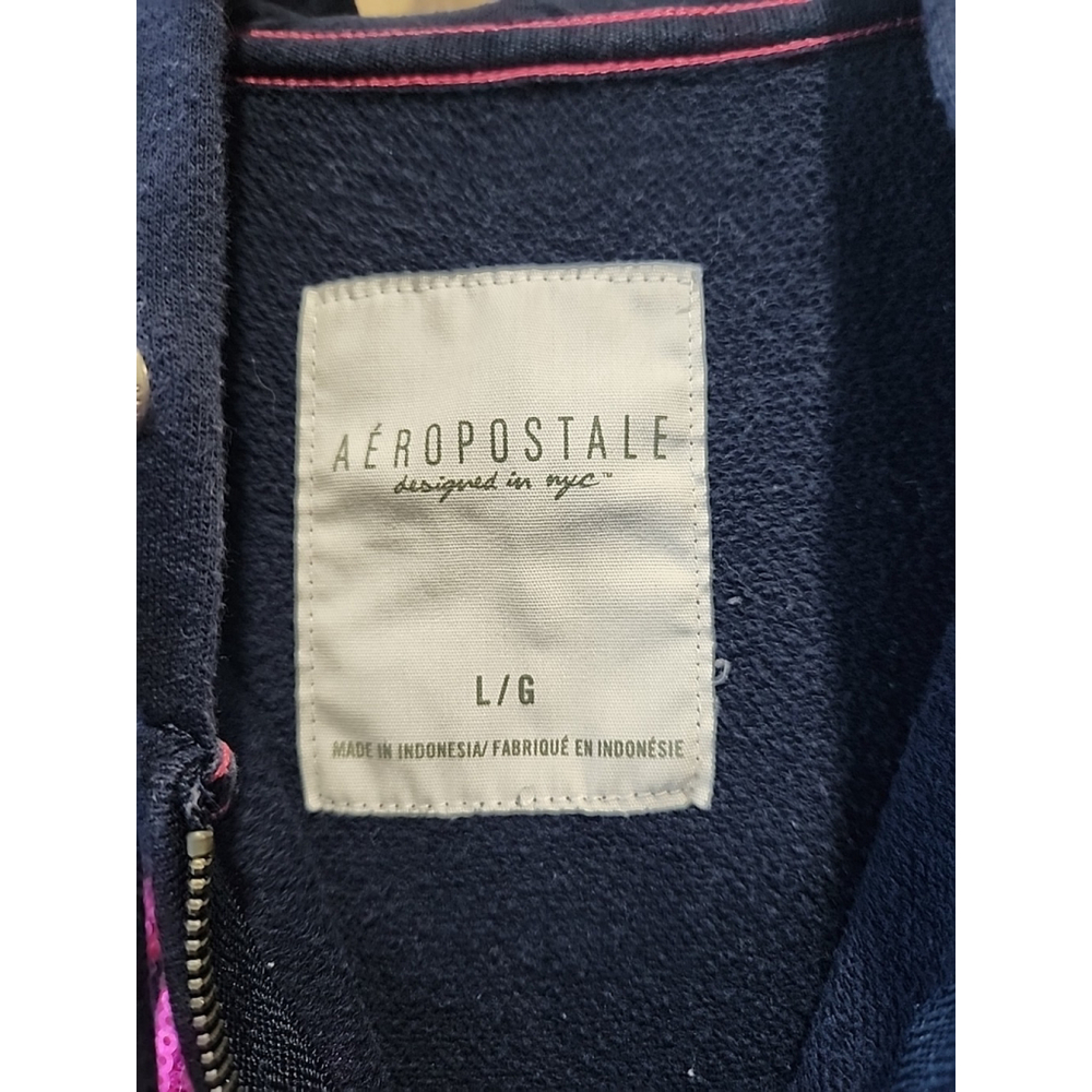 Aeropostale Zip Hoodie Womens Large Navy Pink 90s Y2K - Picture 2 of 16